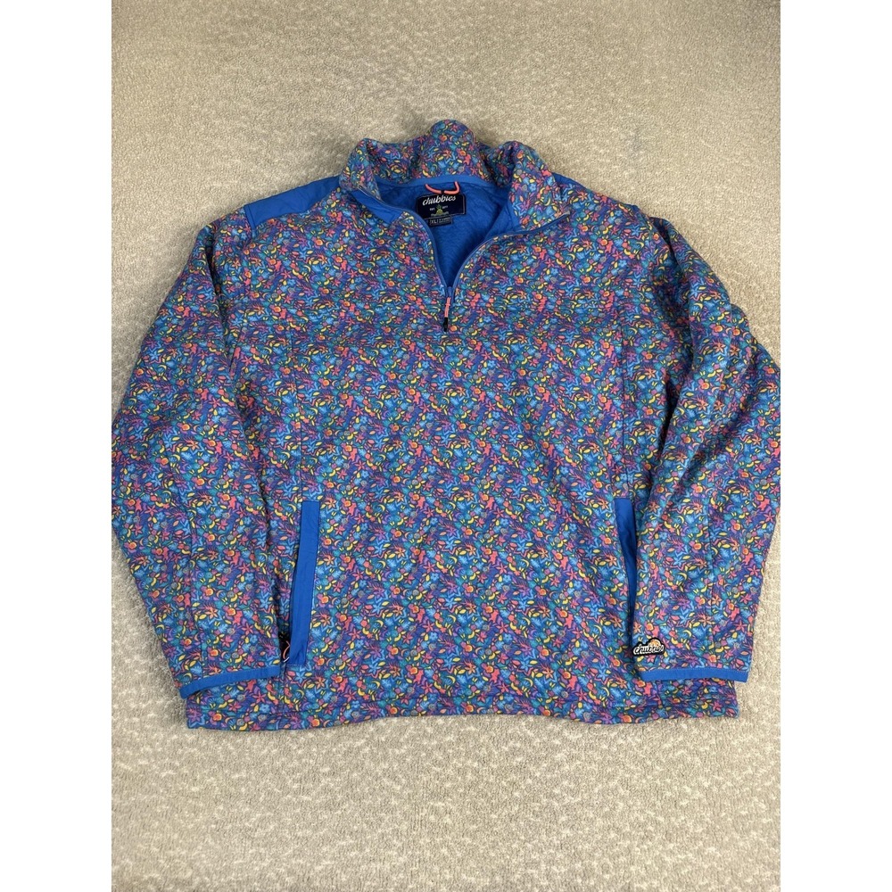 Chubbies Jacket Mens XL Multicolor Floral Quilted 1/4 Zip Fleece Lined Pullover